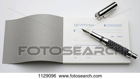 An open receipt pad and a fountain pen View Large Photo Image Stock Photograph - An open receipt pad and a fountain pen. Fotosearch