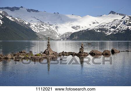 Stock Image - Cairns on Garibaldi Lake, British Columbia, Canada. Fotosearch