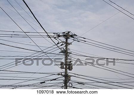 Detail of a utility pole and connecting cables View Large Photo Image Stock Photo - Detail of a utility pole and connecting cables. Fotosearch