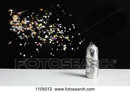 Floating confetti and a damaged spray paint can View Large Photo Image Stock Image - Floating confetti and a damaged spray paint can. Fotosearch