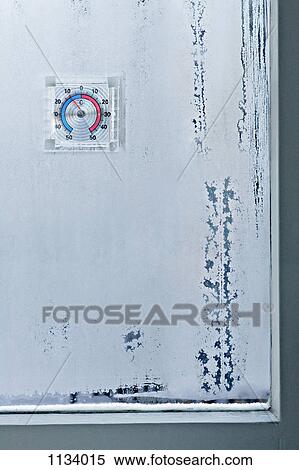 Ice crystals on window and temperature gauge View Large Photo Image Stock Photography - Ice crystals on window and temperature gauge. Fotosearch