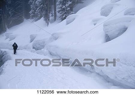 Lone man walking along snow path View Large Photo Image Stock Photograph - Lone man walking along snow path . Fotosearch