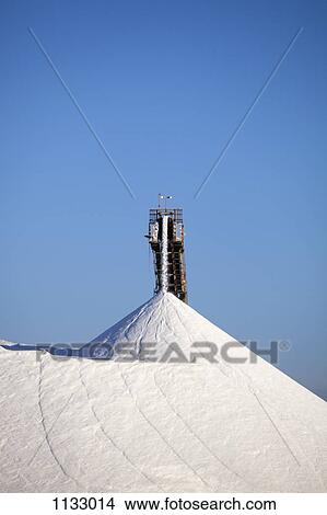 Picture - Mining machinery unloading salt at a salt mine. Fotosearch