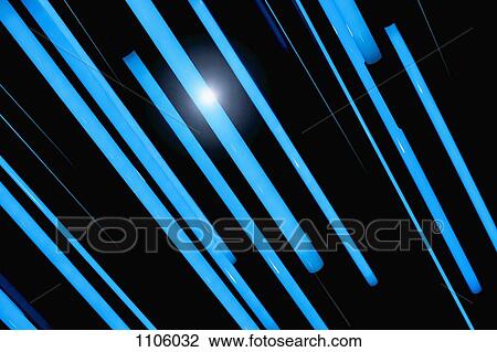 Stock Image - Neon blue rods of glowing light. Fotosearch