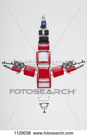 Parts of a model car arranged in the form of an airplane View Large Photo Image Stock Photo - Parts of a model car arranged in the form of an airplane. Fotosearch