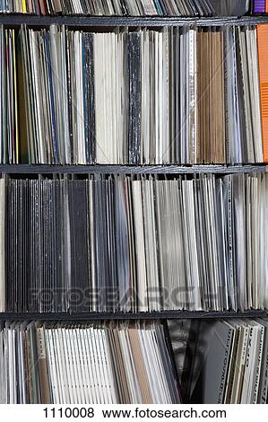 Rows of records on shelves View Large Photo Image Stock Photo - Rows of records on shelves. Fotosearch