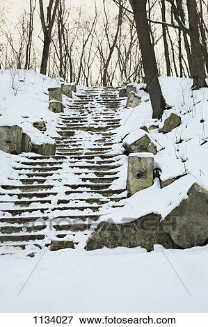 Stock Photo - Snowy steps. Fotosearch