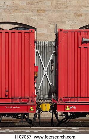 The accordion connector between two train cars View Large Photo Image Stock Photo - The accordion connector between two train cars. Fotosearch