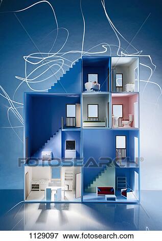 The inside of a dollhouse with light trails behind it View Large Photo Image Stock Photo - The inside of a dollhouse with light trails behind it. Fotosearch