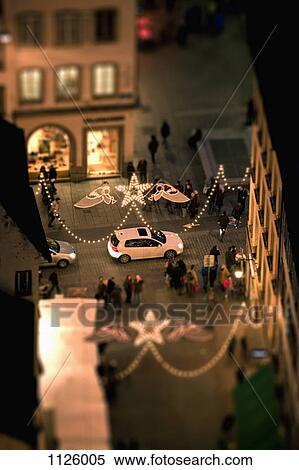 Tilt-shift of a Christmas Market, night, Strasbourg, Alsace, France View Large Photo Image Stock Photography - Tilt-shift of a Christmas Market, night, Strasbourg, Alsace, France. Fotosearch