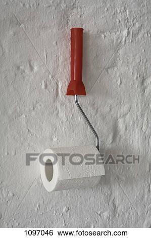 Toilet paper on a paint roller View Large Photo Image Stock Photograph - Toilet paper on a paint roller. Fotosearch