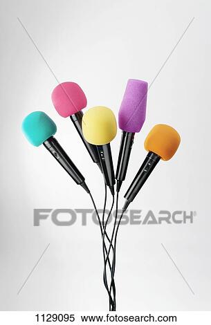 Various colored microphones View Large Photo Image Stock Photography - Various colored microphones. Fotosearch