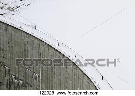 Stock Photo - View above the Zervreila Dam in Switzerland. Fotosearch