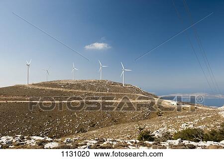 Wind turbines on a hill, Rhodes, Greece View Large Photo Image Stock Image - Wind turbines on a hill, Rhodes, Greece. Fotosearch