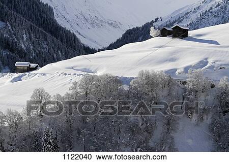 Winter landscape of mountain with log cabins View Large Photo Image Stock Image - Winter landscape of mountain with log cabins. Fotosearch