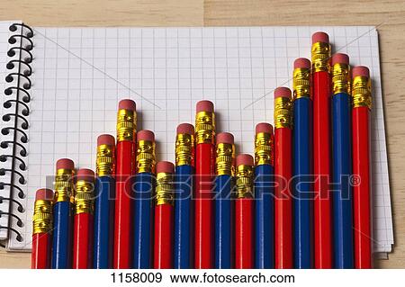 A bar graph made from the eraser end of blue and red pencils View Large Photo Image Stock Photo - A bar graph made from the eraser end of blue and red pencils. Fotosearch