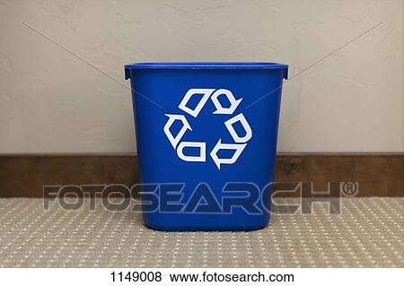 A blue recycling bin View Large Photo Image Stock Photo - A blue recycling bin. Fotosearch