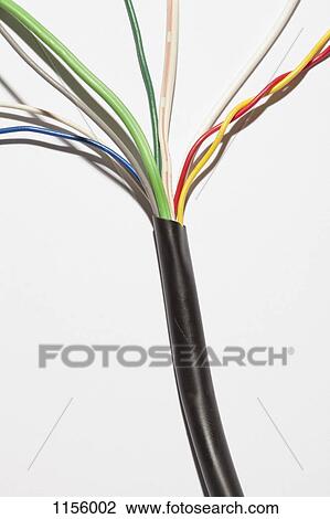 A cable with different colored exposed wires spreading out from it View Large Photo Image Stock Image - A cable with different colored exposed wires spreading out from it. Fotosearch