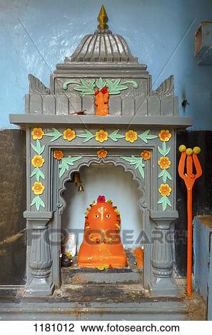 Stock Image - A Ganesh shrine, Nashik, India. Fotosearch