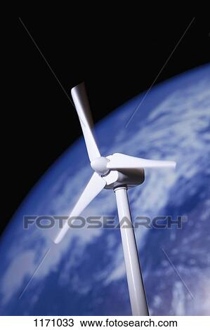 A model of a wind turbine in front of the planet earth View Large Photo Image Stock Image - A model of a wind turbine in front of the planet earth. Fotosearch