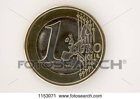 Stock Image - A one Euro coin, close-up. Fotosearch