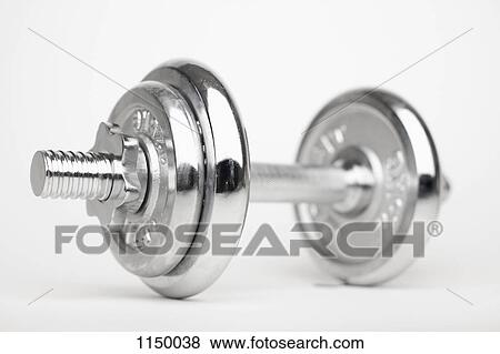A shiny silver dumbbell View Large Photo Image Stock Photo - A shiny silver dumbbell. Fotosearch