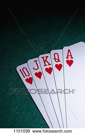 A straight flush fanned out on a table View Large Photo Image Stock Photo - A straight flush fanned out on a table. Fotosearch