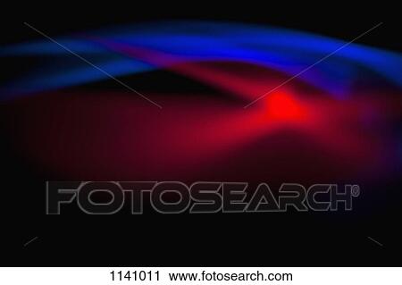 Stock Image - Abstract patterns of blue and red light on a black background. Fotosearch