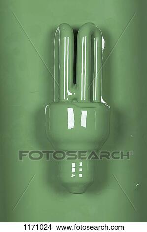 An energy efficient light bulb painted green View Large Photo Image Picture - An energy efficient light bulb painted green. Fotosearch