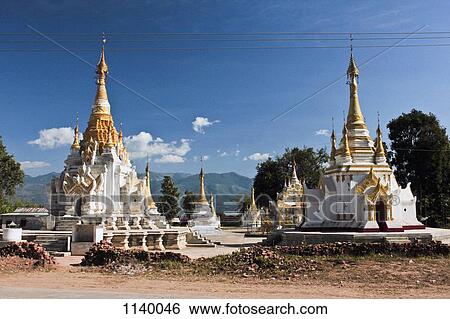 Stock Photograph - An ornate temple in Inle Lake, Burma. Fotosearch