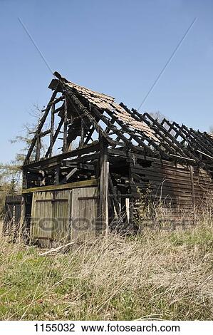Stock Image - Burnt barn. Fotosearch