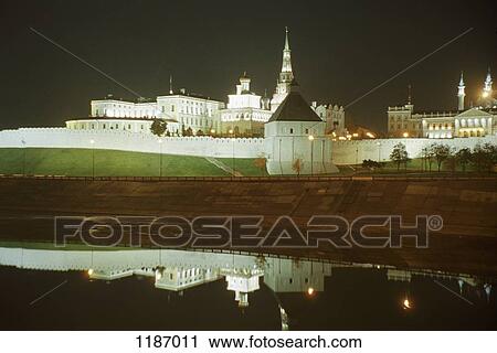 Complex of the Kazan Kremlin at night View Large Photo Image Stock Image - Complex of the Kazan Kremlin at night. Fotosearch