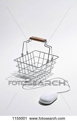Computer mouse connected to shopping basket for online shopping View Large Photo Image Stock Image - Computer mouse connected to shopping basket for online shopping. Fotosearch
