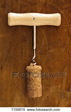 Stock Photography - Corkscrew in cork. Fotosearch
