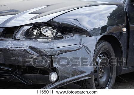 Damaged car with distorted reflection of town View Large Photo Image Stock Image - Damaged car with distorted reflection of town. Fotosearch