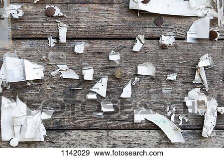 Detail of staples, thumbtacks and ripped paper on a wooden wall View Large Photo Image Stock Photo - Detail of staples, thumbtacks and ripped paper on a wooden wall. Fotosearch