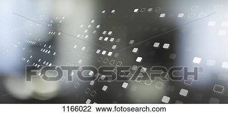 Stock Image - Diminishing square pattern and colored light. Fotosearch