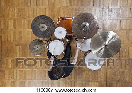 Drummer playing kit View Large Photo Image Stock Photo - Drummer playing kit. Fotosearch