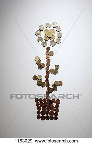 European Union coins arranged into a potted flower View Large Photo Image Stock Photo - European Union coins arranged into a potted flower. Fotosearch