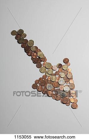 European Union coins arranged into the shape of an arrow pointing down View Large Photo Image Stock Photography - European Union coins arranged into the shape of an arrow pointing down. Fotosearch