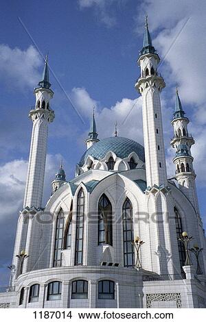 Facade of Qolsharif Mosque against cloudy sky in Kazan Kremlin, Russia View Large Photo Image Picture - Facade of Qolsharif Mosque against cloudy sky in Kazan Kremlin, Russia. Fotosearch