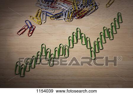 Green paperclips arranged to look like a line in a line graph View Large Photo Image Stock Photo - Green paperclips arranged to look like a line in a line graph. Fotosearch