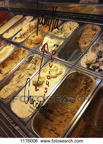 Stock Photograph - Ice cream parlor display window. Fotosearch