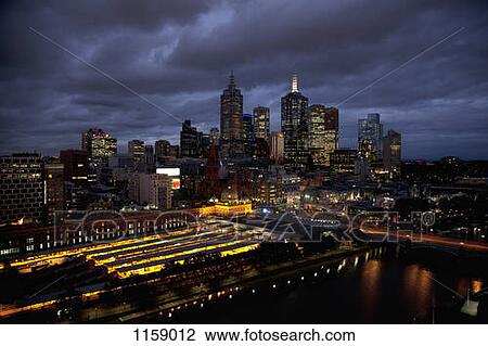 Melbourne cityscape at night View Large Photo Image Stock Image - Melbourne cityscape at night. Fotosearch