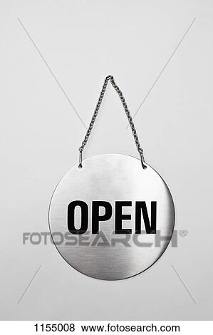 Open sign on silver chain View Large Photo Image Stock Photo - Open sign on silver chain. Fotosearch