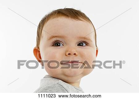 Stock Image - Portrait of a baby girl. Fotosearch