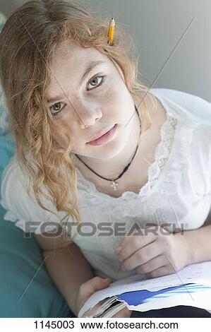 Portrait of studying girl View Large Photo Image Stock Image - Portrait of studying girl. Fotosearch