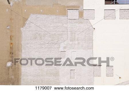 Remaining outline of a building after it was torn down View Large Photo Image Stock Photo - Remaining outline of a building after it was torn down. Fotosearch