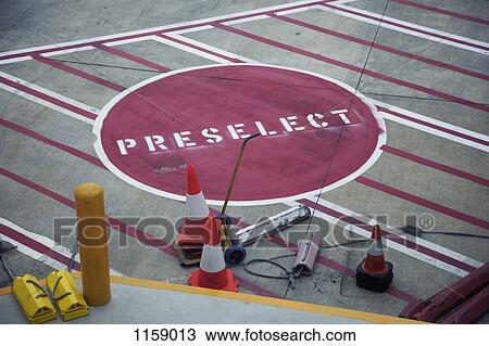 Road Marking 'Preselect' on airport runway View Large Photo Image Stock Image - Road Marking 'Preselect' on airport runway. Fotosearch