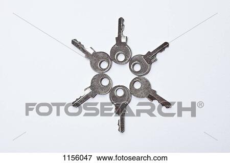 Six of the same keys arranged in a circular pattern View Large Photo Image Stock Photo - Six of the same keys arranged in a circular pattern. Fotosearch